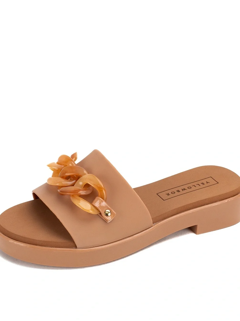 Yellow Box Tan Chain-Link Slide Sandals- 7 - Picture 3 of 9